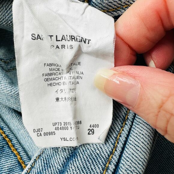 Saint Laurent Medium Light Blue Distressed Knee Slim Skinny Jeans 29 - Picture 8 of 12